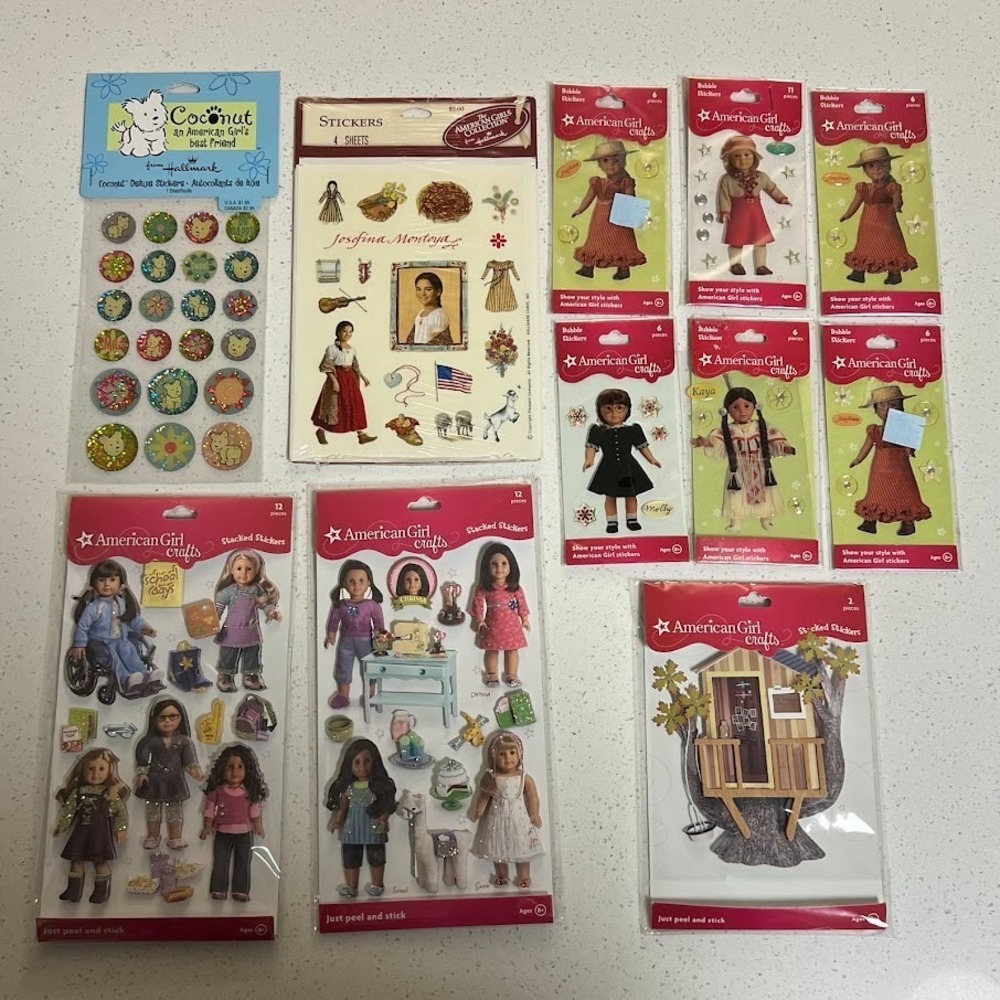 American Girl Doll Crafts Scrapbook Raised Sticker Sheets‎ Lot 11 Pieces